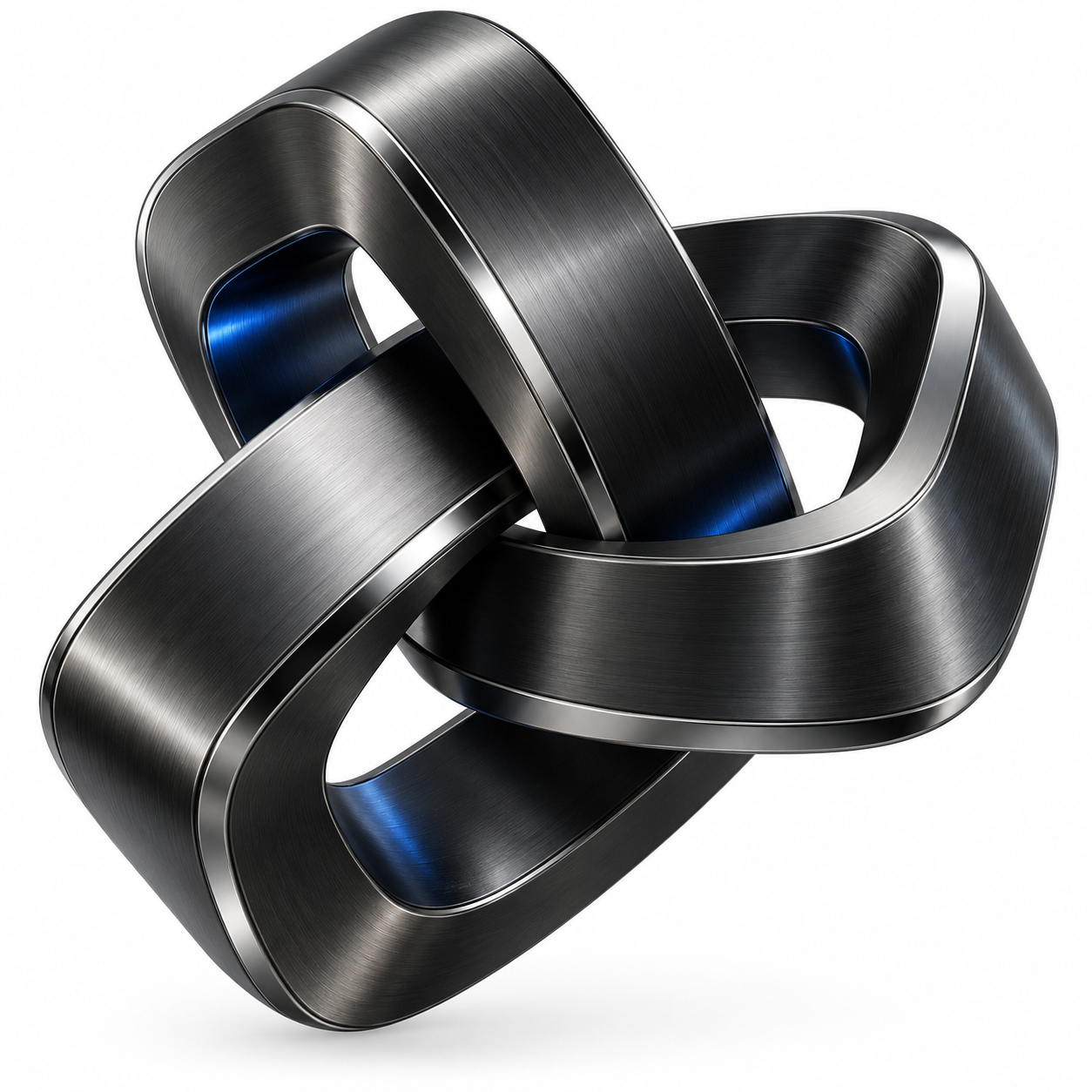 Interlocking black titanium ribbons